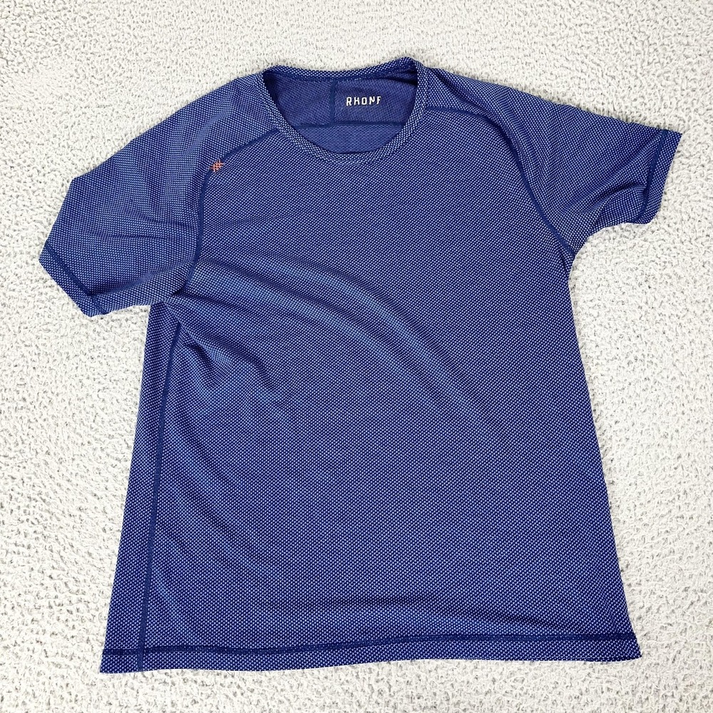 Rhone Shirt Mens Medium Blue Polartec Mesh Short Sleeve Running Gym Performance